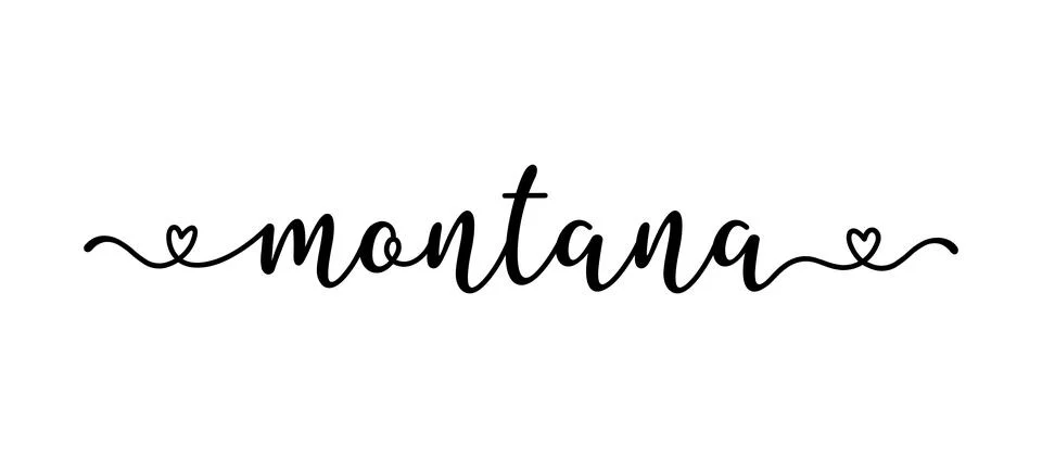Hand sketched MONTANA text. Script lettering for poster, sticker, flyer, header Stock Illustration