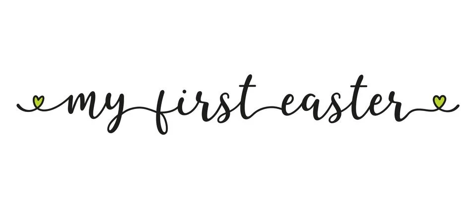 Hand sketched MY FIRST EASTER quote as banner. Lettering for poster, label Stock Illustration
