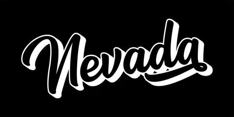 Hand sketched NEVADA text. 3D vintage, retro lettering for poster, sticker Stock Illustration