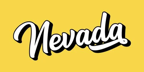 Hand sketched NEVADA text. 3D vintage, retro lettering for poster, sticker Stock Illustration