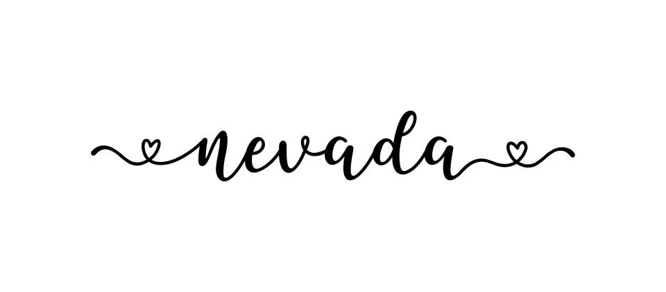 Hand sketched NEVADA text. Script lettering for poster, sticker, flyer, header Stock Illustration