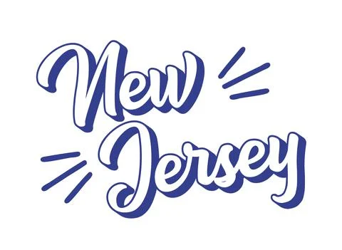 Hand sketched NEW JERSEY text. 3D vintage, retro lettering for poster, sticker Stock Illustration