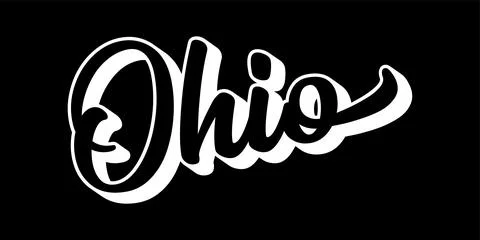 Hand sketched OHIO text. 3D vintage, retro lettering for poster, sticker, flyer Stock Illustration