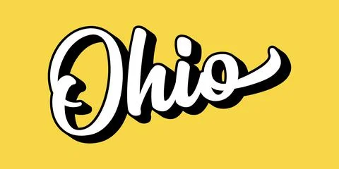 Hand sketched OHIO text. 3D vintage, retro lettering for poster, sticker, flyer Stock Illustration