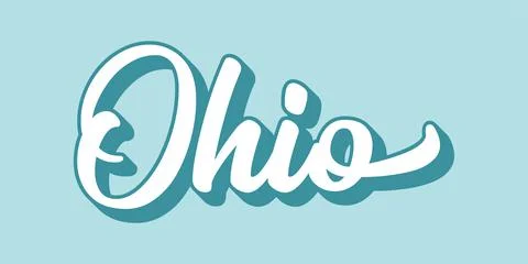 Hand sketched OHIO text. 3D vintage, retro lettering for poster, sticker, flyer Stock Illustration