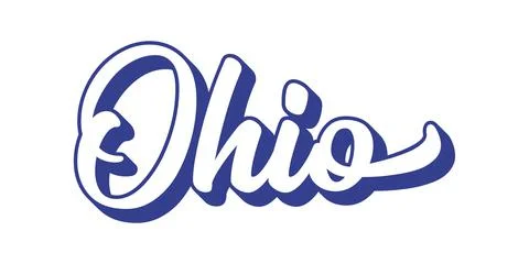 Hand sketched OHIO text. 3D vintage, retro lettering for poster, sticker, flyer Stock Illustration