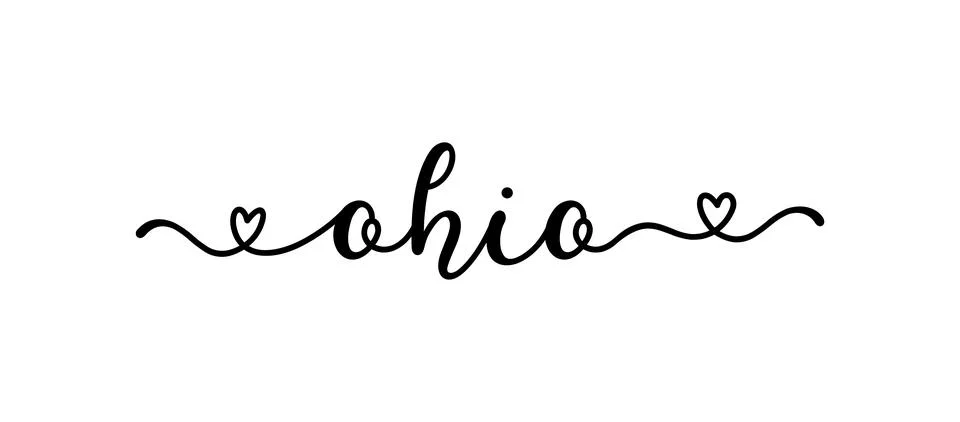 Hand sketched OHIO text. Script lettering for poster, sticker, flyer, header イラスト素材