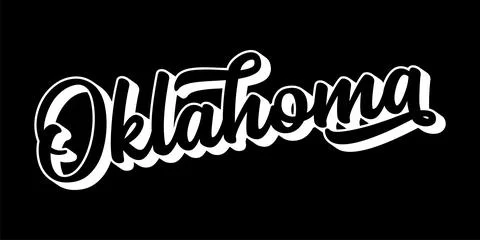 Hand sketched OKLAHOMA text. 3D vintage, retro lettering for poster, sticker Stock Illustration