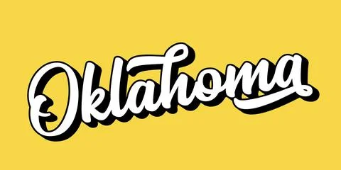 Hand sketched OKLAHOMA text. 3D vintage, retro lettering for poster, sticker Stock Illustration