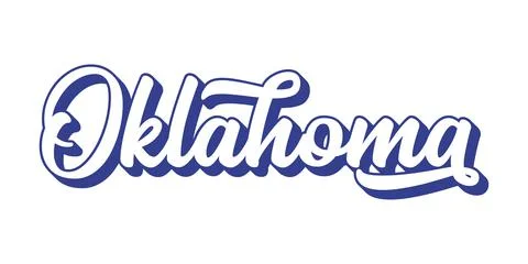 Hand sketched OKLAHOMA text. 3D vintage, retro lettering for poster, sticker Stock Illustration