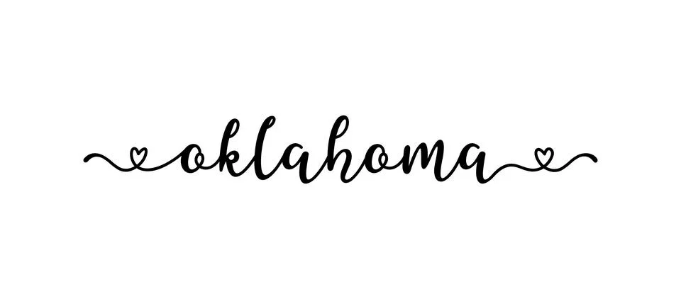 Hand sketched Oklahoma text. Script lettering for poster, sticker, flyer, header 스톡 일러스트