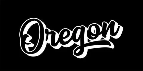 Hand sketched OREGON text. 3D vintage, retro lettering for poster, sticker Stock Illustration