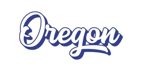 Hand sketched OREGON text. 3D vintage, retro lettering for poster, sticker Stock Illustration