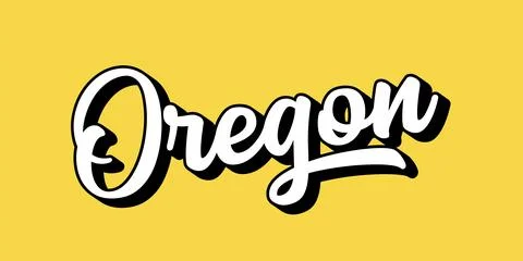 Hand sketched OREGON text. 3D vintage, retro lettering for poster, sticker Stock Illustration