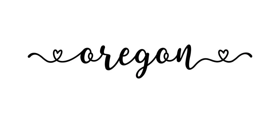 Hand sketched OREGON text. Script lettering for poster, sticker, flyer, header Illustrazione stock