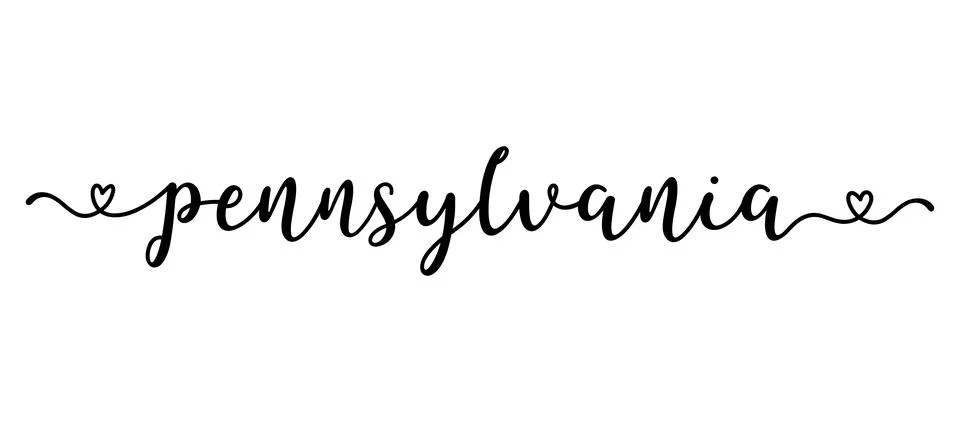 Hand sketched Pennsylvania text. Script lettering for poster, sticker, flyer 스톡 일러스트
