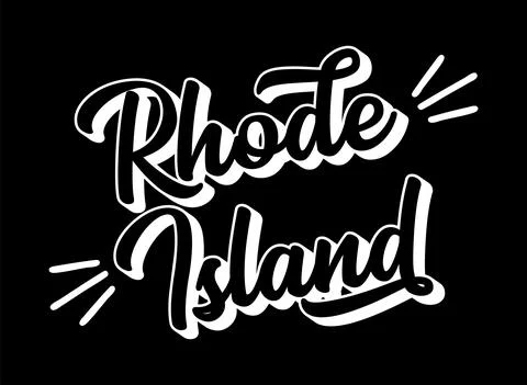 Hand sketched RHODE ISLAND text. 3D vintage, retro lettering for poster, sticker Stock Illustration