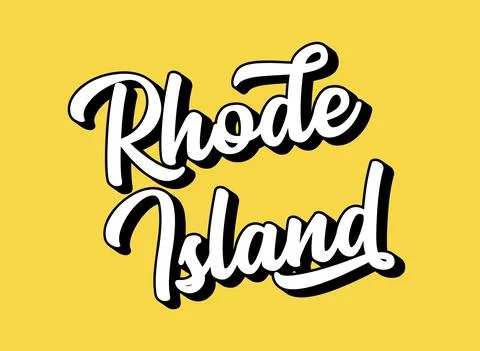 Hand sketched RHODE ISLAND text. 3D vintage, retro lettering for poster, sticker Stock Illustration