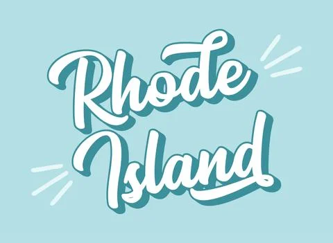 Hand sketched RHODE ISLAND text. 3D vintage, retro lettering for poster, sticker Stock Illustration