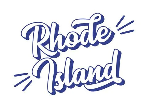Hand sketched RHODE ISLAND text. 3D vintage, retro lettering for poster, sticker Stock Illustration