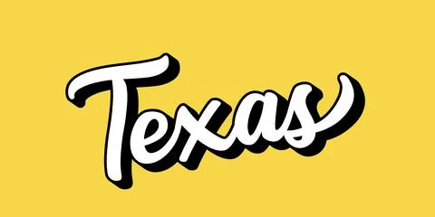 Hand sketched TEXAS text. 3D vintage, retro lettering for poster, sticker, flyer Stock Illustration
