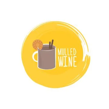 Hand sketched typographic element with mulled wine and text on blackboard b.. 库存插图