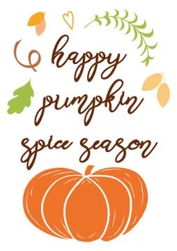 Hand-sketched typographic element with pumpkin leaves Illustrazione stock