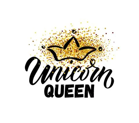 Hand sketched unicorn queen vector illustration with lettering typography quotes Stock Illustration
