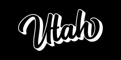 Hand sketched UTAH text. 3D vintage, retro lettering for poster, sticker, flyer Stock Illustration