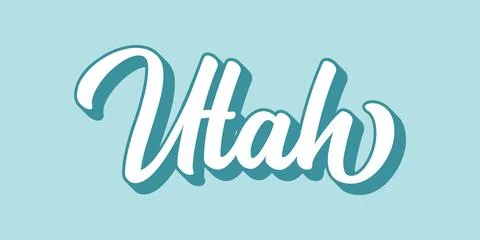 Hand sketched UTAH text. 3D vintage, retro lettering for poster, sticker, flyer Stock Illustration