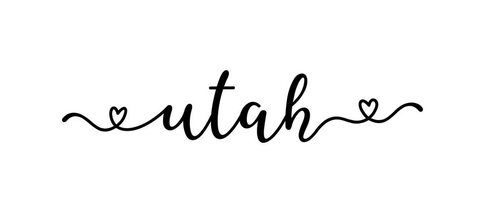 Hand sketched UTAH text. Script lettering for poster, sticker, flyer, header Stock Illustration