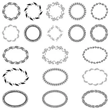 Hand sketched vector vintage elements laurels, leaves Stock Illustration