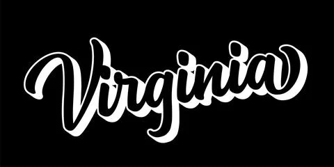 Hand sketched VIRGINIA text. 3D vintage, retro lettering for poster, sticker Stock Illustration