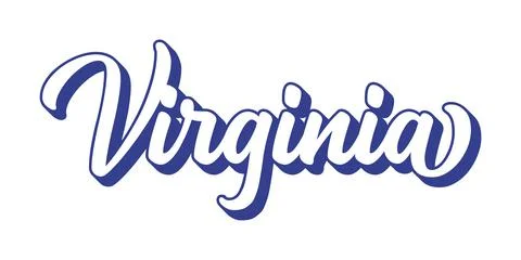 Hand sketched VIRGINIA text. 3D vintage, retro lettering for poster, sticker Stock Illustration
