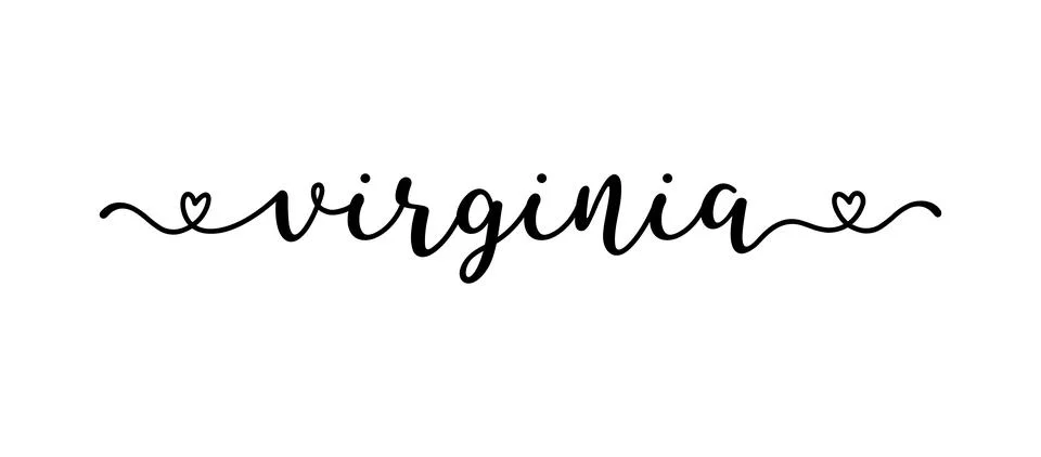 Hand sketched VIRGINIA text. Script lettering for poster, sticker, flyer, header Stock Illustration
