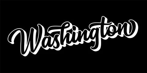 Hand sketched WASHINGTON text. 3D vintage, retro lettering for poster, sticker Stock Illustration