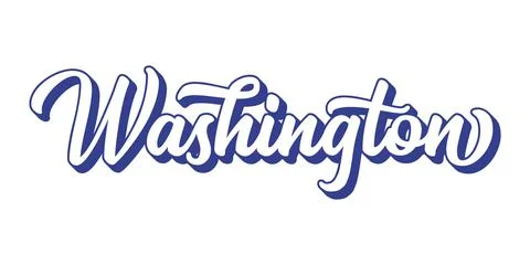 Hand sketched WASHINGTON text. 3D vintage, retro lettering for poster, sticker Stock Illustration