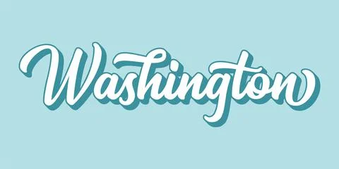 Hand sketched WASHINGTON text. 3D vintage, retro lettering for poster, sticker Stock Illustration