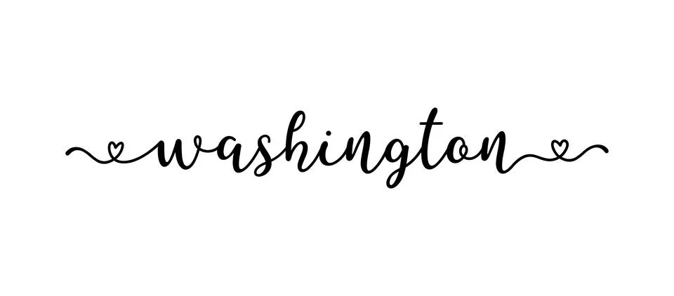 Hand sketched WASHINGTON text. Script lettering for poster, sticker, flyer Illustrazione stock