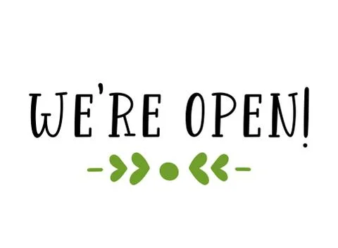 Hand sketched We are open quote. Lettering for poster, label, sticker, flyer Stock Illustration