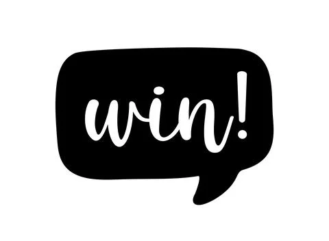 Hand sketched WIN word as ad, web banner. Lettering for header, advertisement Stock Illustration
