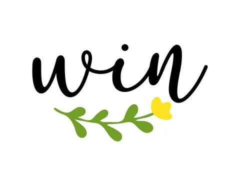 Hand sketched WIN word as ad, web banner. Lettering for header, advertisement Stock Illustration