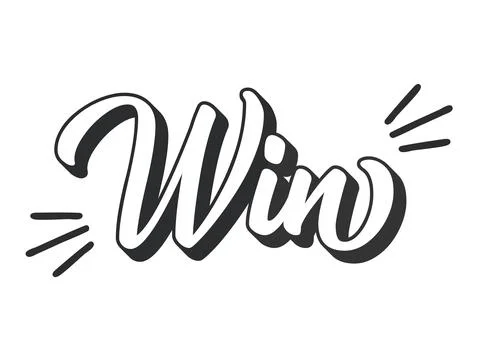 Hand sketched WIN word as ad, web banner. Lettering for header, advertisement Stock Illustration