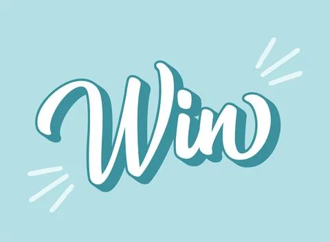 Hand sketched WIN word as ad, web banner. Lettering for header, advertisement Stock Illustration