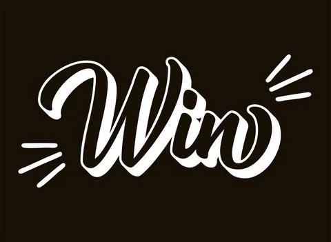 Hand sketched WIN word as ad, web banner. Lettering for header, advertisement Stock Illustration