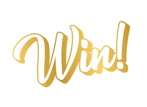 Hand sketched WIN word as ad, web banner. Lettering for header, advertisement Stock Illustration
