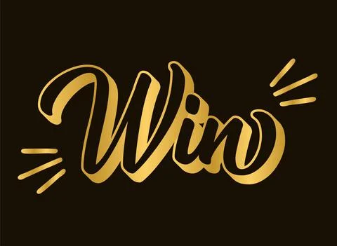 Hand sketched WIN word as ad, web banner. Lettering for header, advertisement Stock Illustration