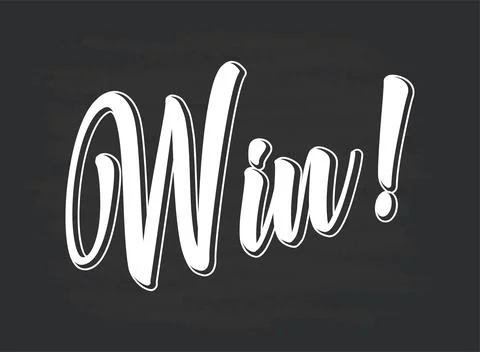 Hand sketched WIN word as ad, web banner. Lettering for header, advertisement Stock Illustration
