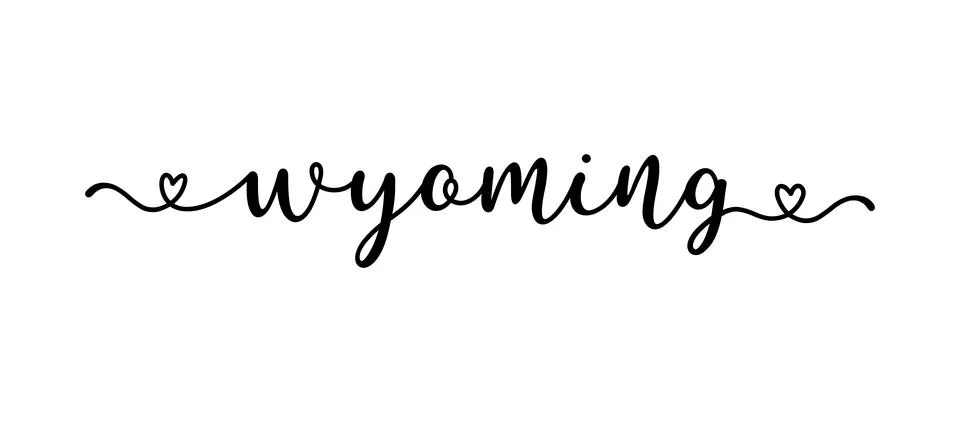 Hand sketched Wyoming text. Script lettering for poster, sticker, flyer, header 스톡 일러스트