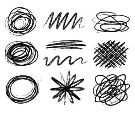 Hand sketching doodle elements creating abstract brush strokes Stock Illustration